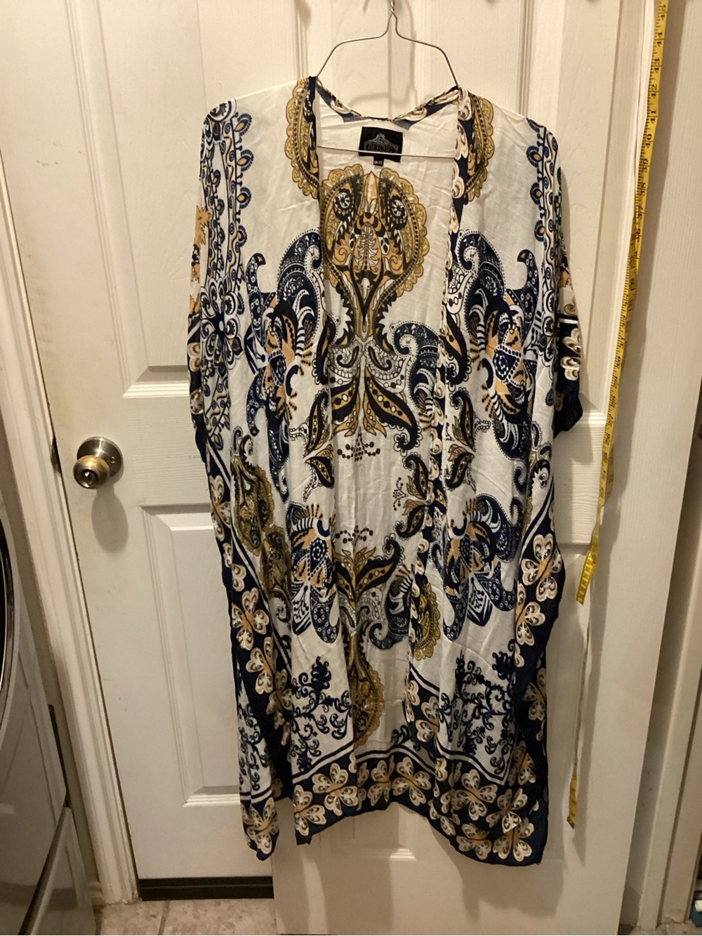 Angie Navy, Gold & White Paisley Kimono
